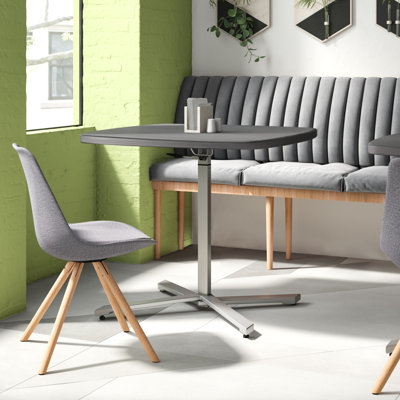 NPS Café Time Adjustable-Height Table, Charcoal Slate Top, Silver Frame