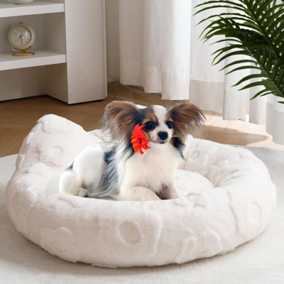Waterproof Small Dog Bed, Washable Cozy Round Pet Bed for Dogs & Cats (23x23x8)