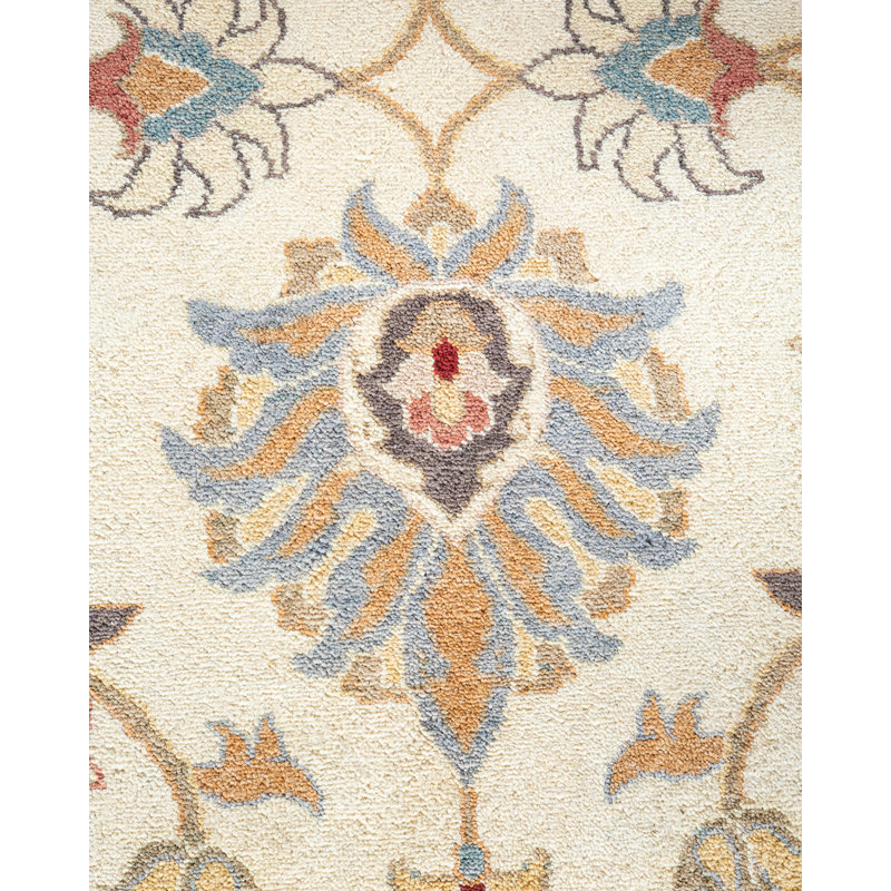 One-of-a-Kind Hayner Hand-Knotted 9'4" x 12'1" Wool Area Rug in Ivory