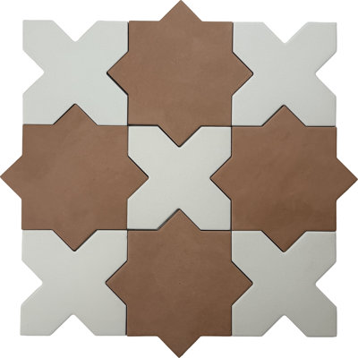 Carreau de porcelaine matte en terre cuite à motif d'étoile de 7 po avec blanc pur 5 po Seville (10,62 pieds carrés / caisse) - paquet de 68
