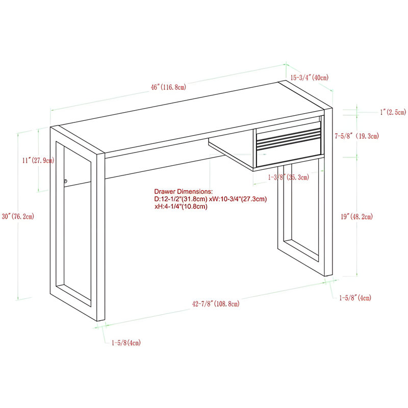 Modern Home Office Desk With Drawer, Fluted Door Details, And Two-Tone Design For Study Or Vanity Use