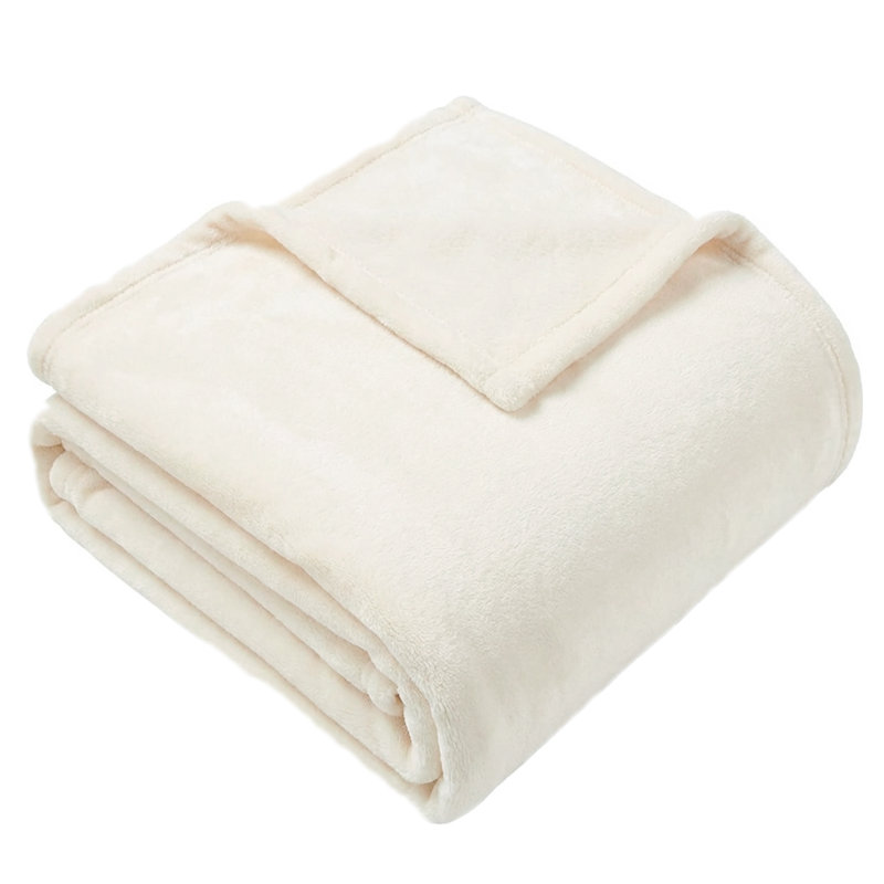 Warm & Cozy  Plush Velvet Blanket and Throw - Bedding, Twin, Ivory