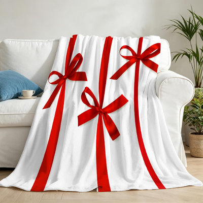 Red Ultra Soft Flannel Fleece Throw Blanket,Decorative Single-Sided Print