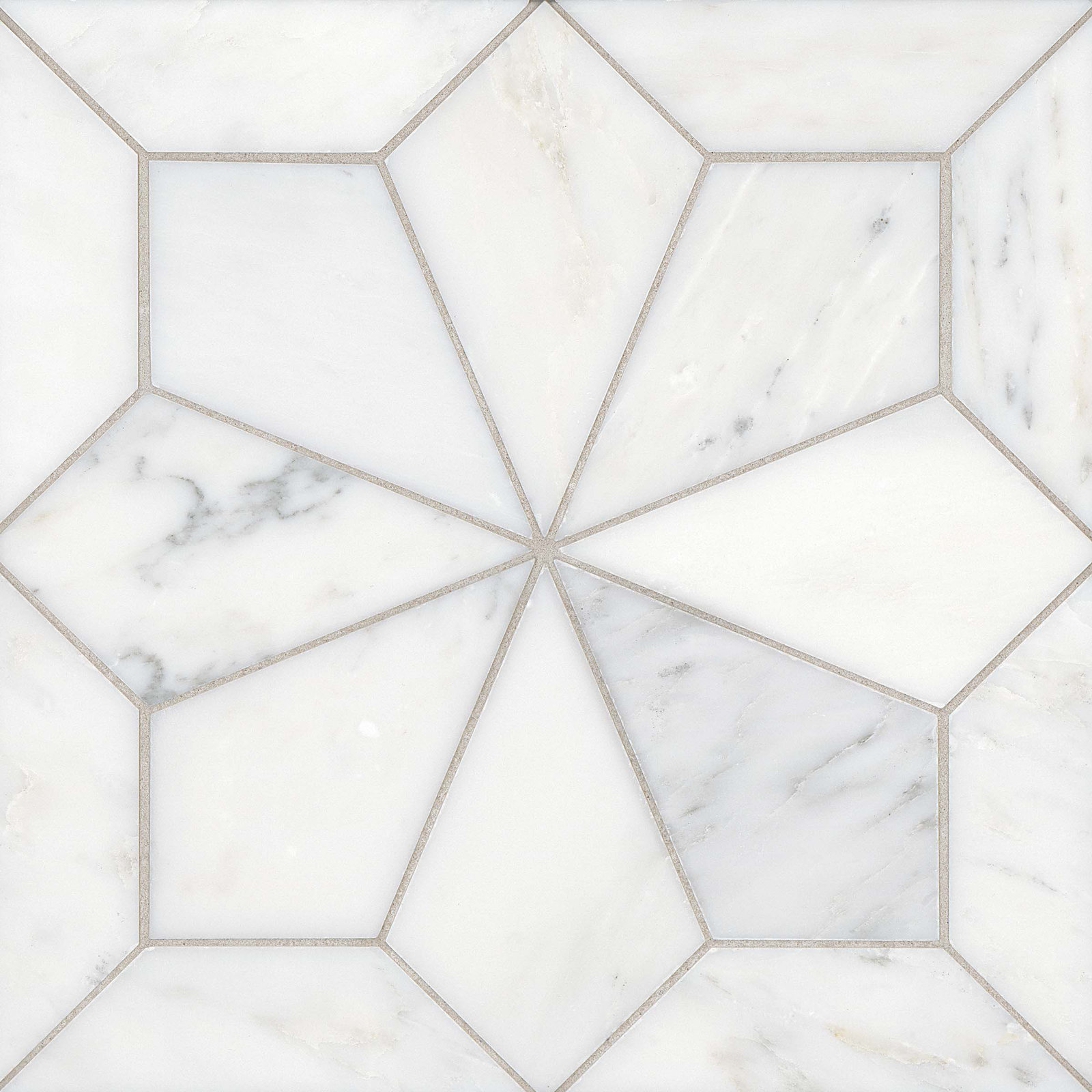 Blomma Marble Mosaic Tile, Bianco