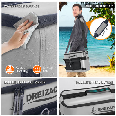 Soontrans Kayak Cooler Behind Seat Waterproof Cooler for Kayaking,Paddle Board Cooler Compatible with Lawn-Chair Seat Kayak Accessories Cooler Bag Kayak Cooler Tow Behind for Camping Fishing, Gray