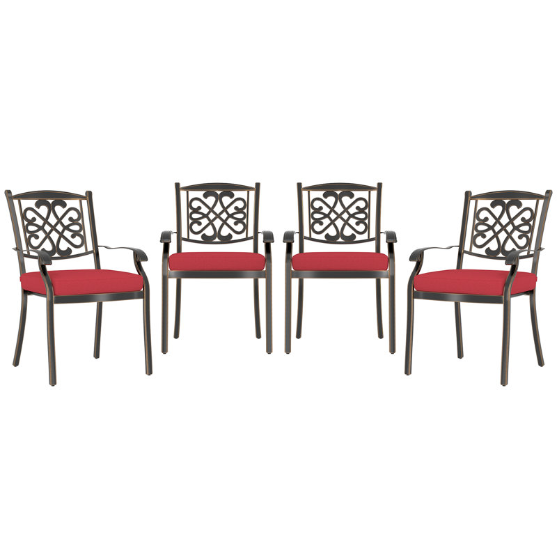 Chaise de patio empilable avec coussin, Rouge