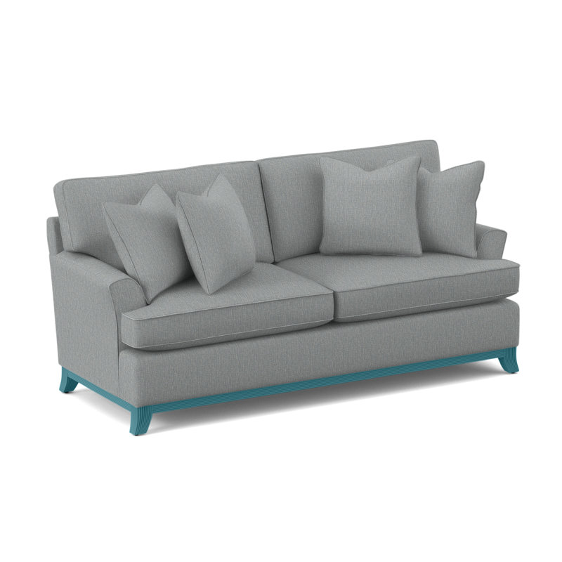 Oaks Way 84" Flared Arm Sofa with Reversible Cushions, Innerspring Mattress, White Textured Performance; 0865-91, Java Finish