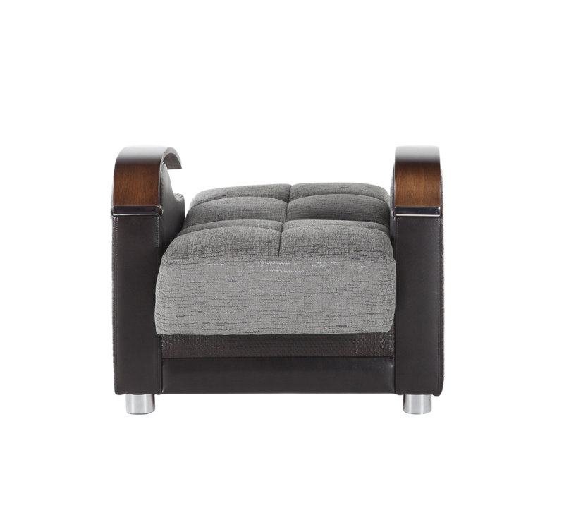 Fauteuil Damantnik Fulya brun, Tissu chenille gris