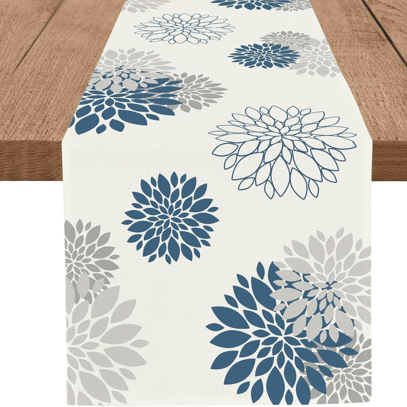 Family dining party blue gray table flag