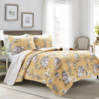 Ensemble de courtepointe réversible en coton Lush Decor French Country