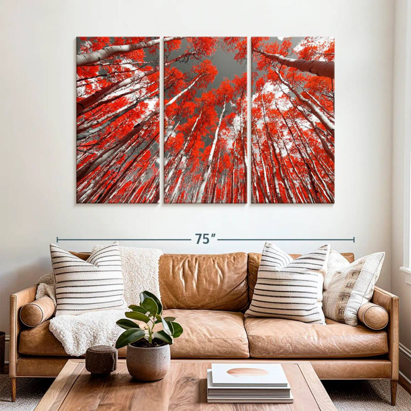 Harnek Red Forest Trees, 42" H x 65" W
