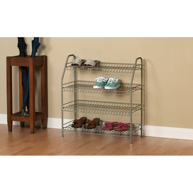 4-Tier 12-Pair Freestanding Shoe Rack, Nickel
