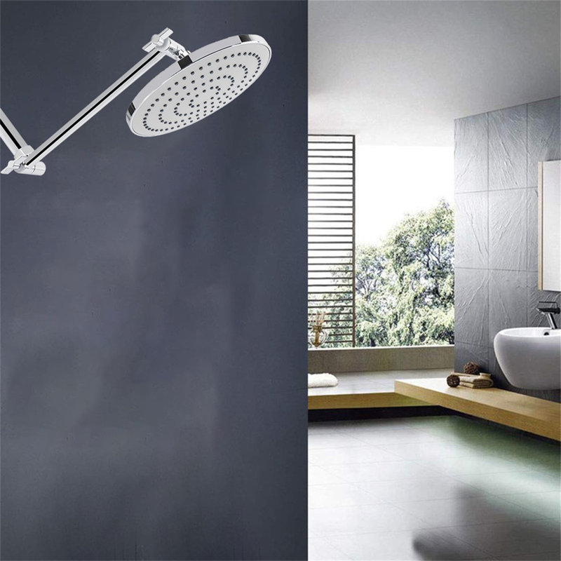 High-Pressure Rainfall Shower Head With 11-Inch Adjustable Arm - Vertical Flow Design For Spa-Like Bathing