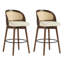 Tabouret de bar d'intérieur en bois Como, finition noyer avec revêtement beige, ensemble de 2-265694357
