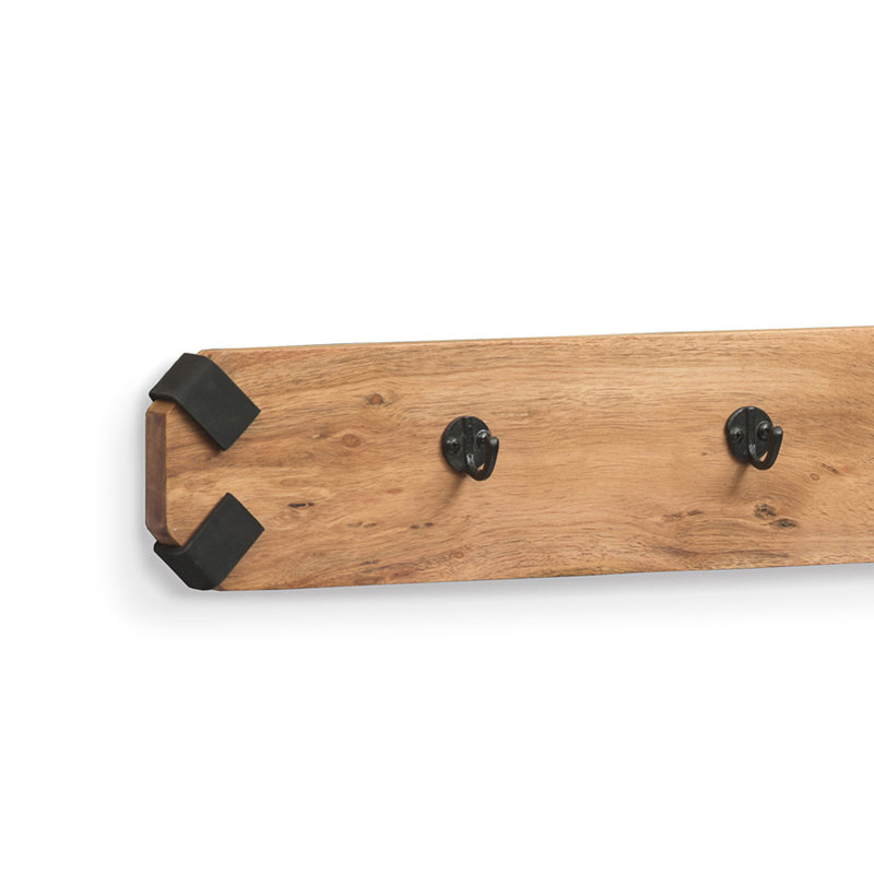 Ensemble de crochets et bancs muraux en bois massif de style industriel avec rangement Tindal