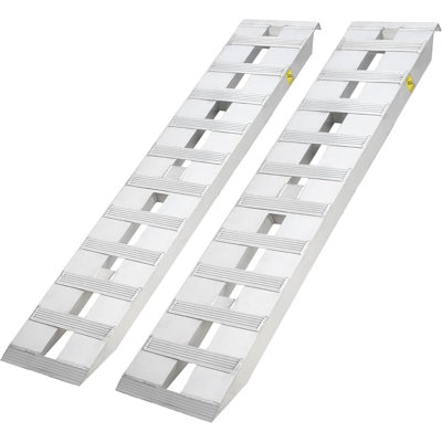 Rampes de chargement robustes en aluminium 2 pièces 94 po x 15 po - Capacité de 6000 lb - Global Fit - Crochet supérieur - Pour camion, VTT, moto, tracteur, tondeuse à gazon - Poutre épaisse de 2,5 mm d'épaisseur 94 po x 15 po à l'extrémité