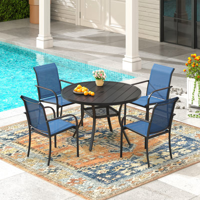 4-Person Outdoor Patio Dining Set With Stackable Chairs