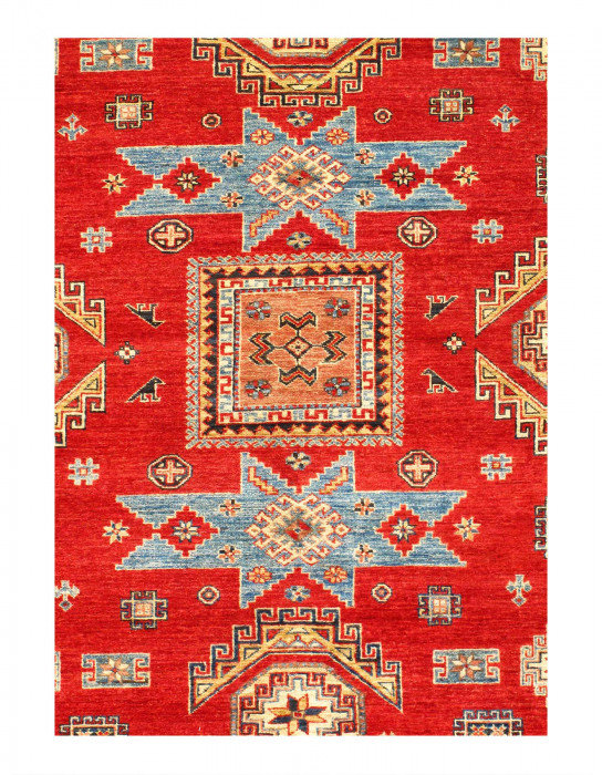 Tapis rouge super fin noué à la main 6 pi x 9 pi rouge