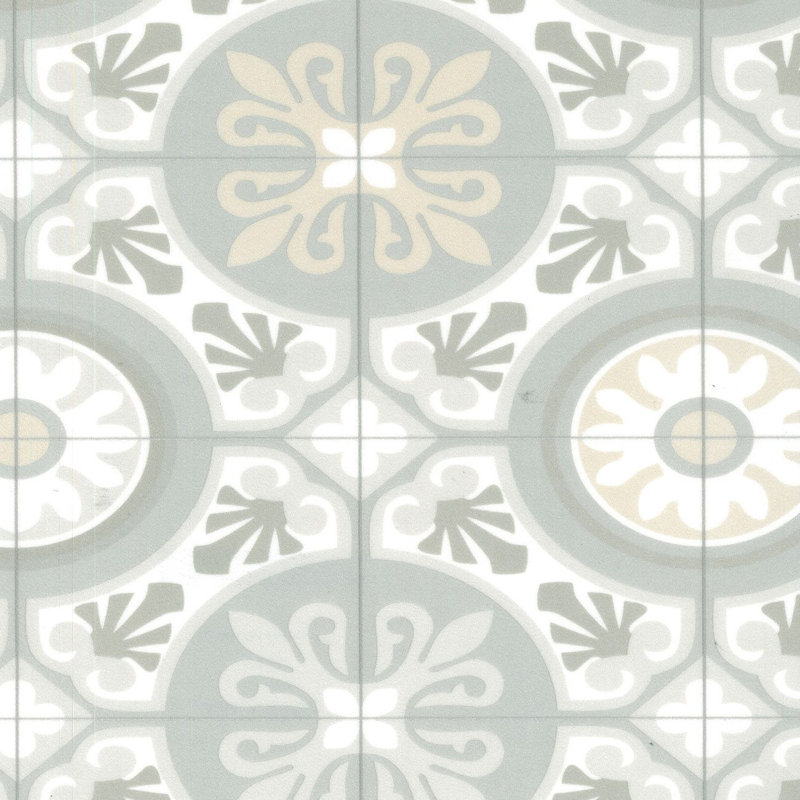 White Grey Designer Non Slip Vinyl Flooring For LivingRoom, Kitchen, 2.0mm Cushion Backed Vinyl Sheet  200cm X 200cm