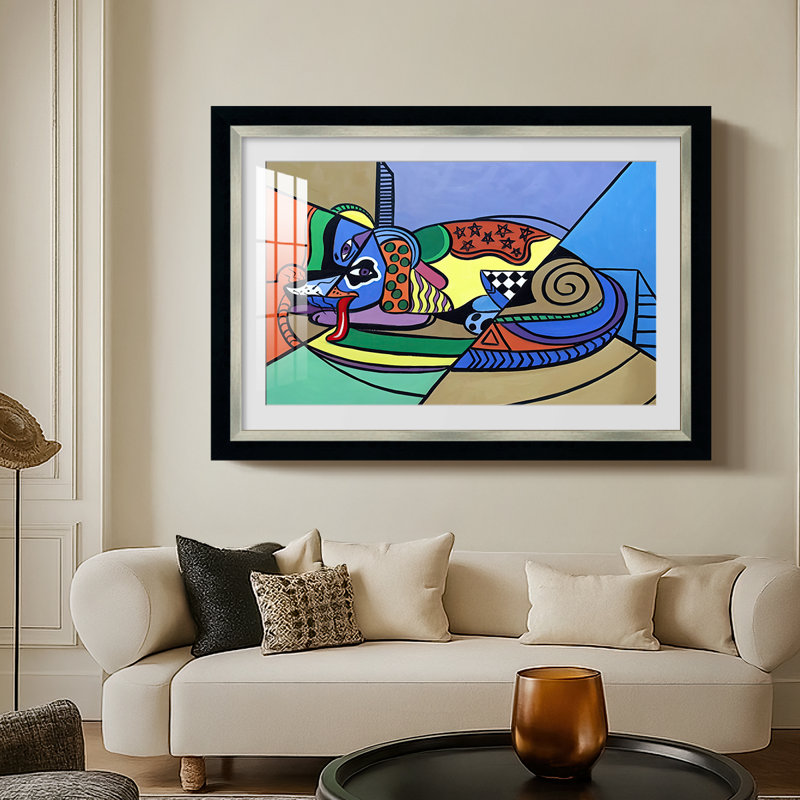«A Dog Named Picasso» par Anthony Falbo - Toile encadrée sur mesure, 29X41, Yes, Tuxedo Silver Edge (or Two-Tone Matte Silver