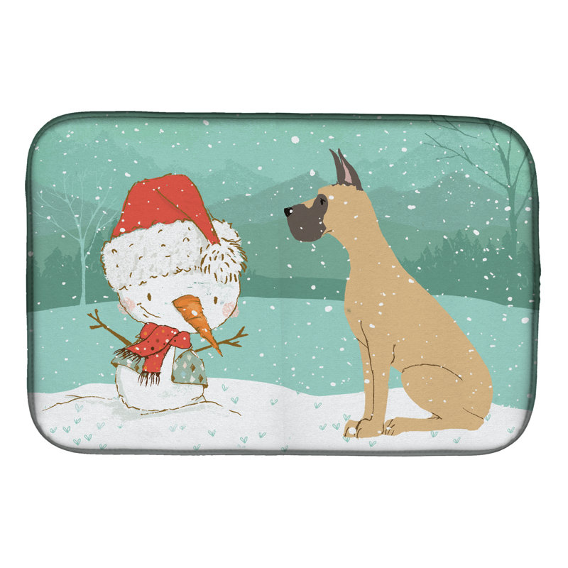 Snowman Christmas, Brown Cropped Ears Great Dane