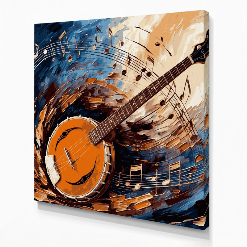 «Music Banjo», toile mauve, H 8 po x l 8 po