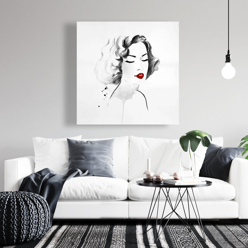 Femme aquarelle - art sur toile noir pour la décoration intérieure
