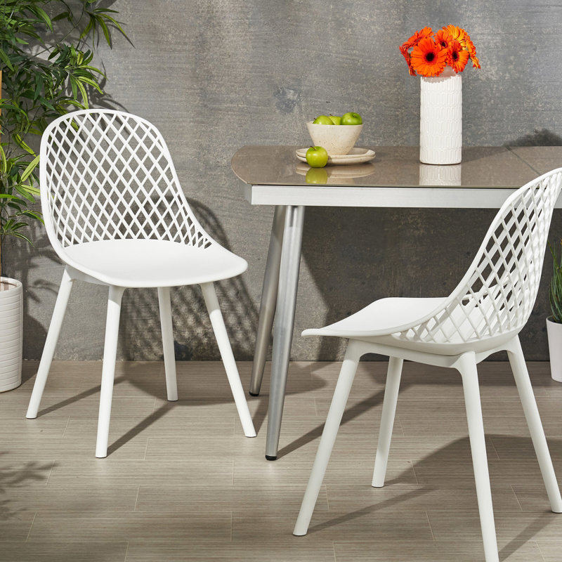 White Polypropylene Outdoor Furniture - Stable, , Diamond Mesh Pattern Chair Chairs Resilient,, White