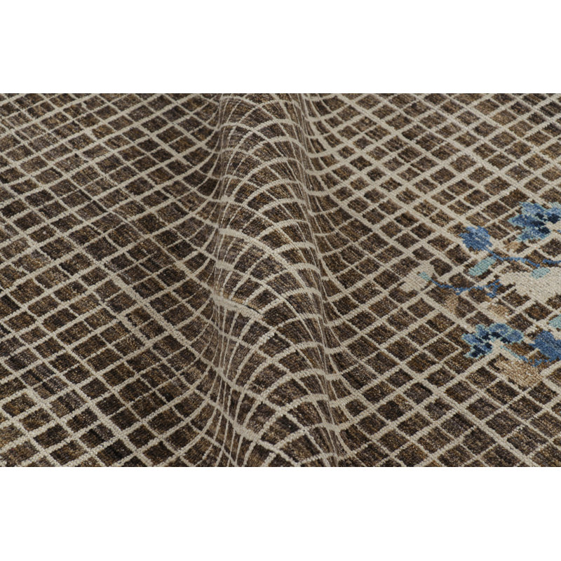 Burano Hand Knotted Wool Geometric Area Rug, Rectangle 5' x 8'