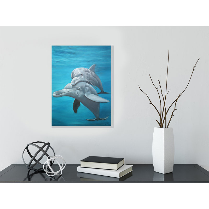 «Mother Mother Dolphin» par Amy Valiante - reproduction d'art, Toile tendue, Pas de tapis, H 17 po x l 13 po x P 2 po