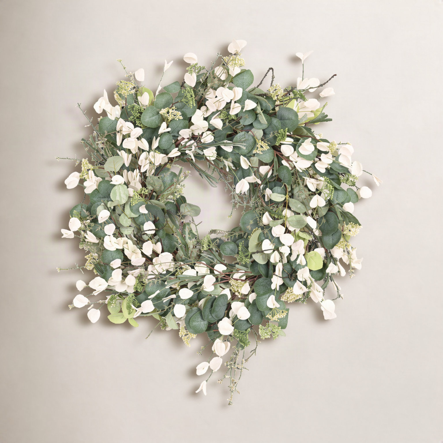 24" Handcrafted Eucalyptus Berry No Holiday Wreath