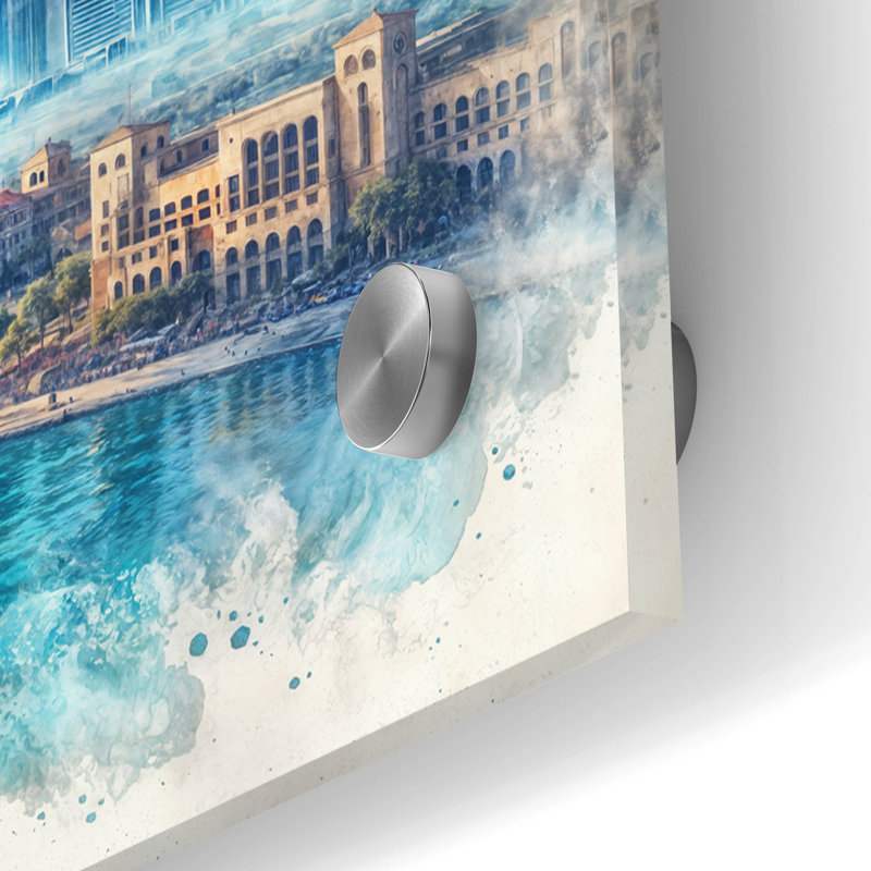  Art mural en verre acrylique «Dubaï Watercolor» par Rey Klimt, H 24 po x l 48 po