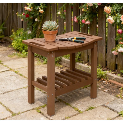 Non - Slip Shower Bench With Shelf And Ergonomic Handles, All Weather , Suitable For Bathroom Backyard, 20.5" Length, 11.8" Width, 17.7" Height, 265 Lbs Capacity Stool Storage Foot Pads, Material,