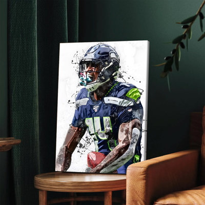 1 PC Wall Art affiches encadrées, joueur de football des Seahawks de Seattle, art mural moderne abstrait, décor de sport pour le salon, chambre à coucher, homme, caverne, maison, décorations, NFL, cadeau de haute qualité, impression prête à être accrochée