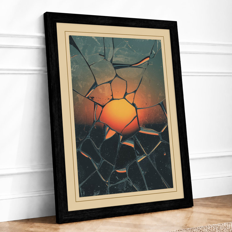 Sunburst Through Ice Geometric - Print, A2 - 59.4 x 42.0 cm, Black