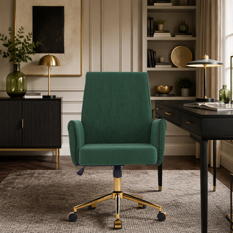Fauteuil de bureau vibrant en velours à haut dossier avec massage lombaire et inclinaison réglable pour un confort ergonomique