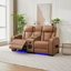 Ensemble de canapés inclinables électriques 3 pièces en cuir PU avec haut-parleurs Bluetooth, lumières DEL, console centrale et porte-gobelets-121726940