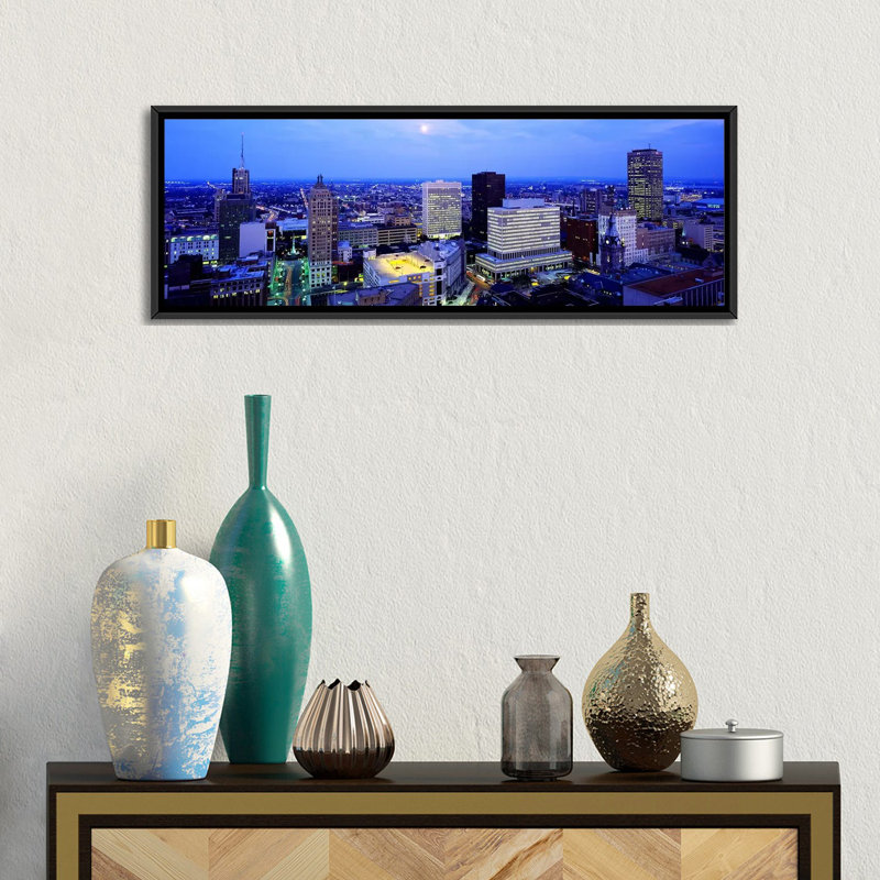 «Evening, Buffalo, New York State», reproduction de photo sur toile, H 12 po x l 36 po x P 1,5 po, Toile avec cadre noir