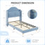 Lit plateforme simple tapissier avec lumières DEL et tête de lit à oreilles avec rangement, cadre de lit luxueux en velours bleu avec lattes de bois, aucun sommier requis, assemblage facile, bleu