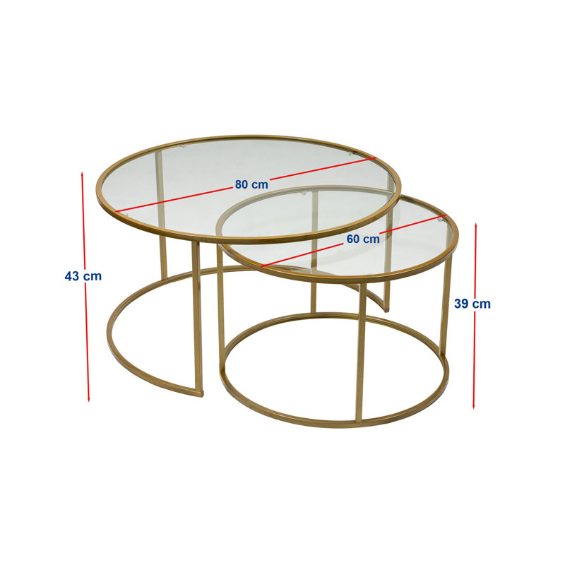 Frame Coffee Table, 43" H x 60" L x 60" W, Gold