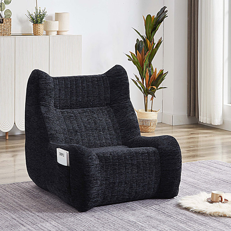 Fauteuil d'appoint surdimensionné avec repose-pieds, Noir