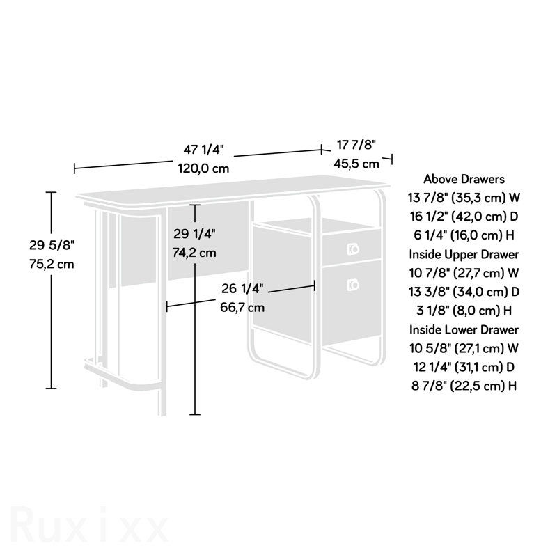 Bureau avec rangement organisé, finition chêne