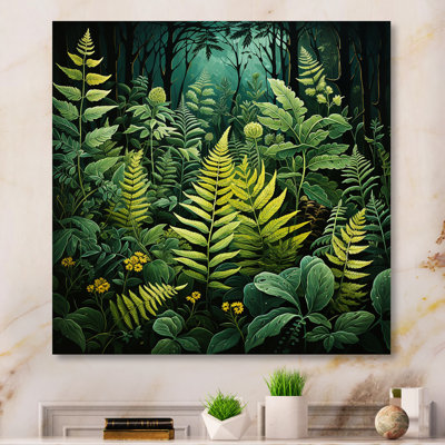 Green And Black Ferns Dynamic Contrast VII - Floral Metal Wall Art Living Room
