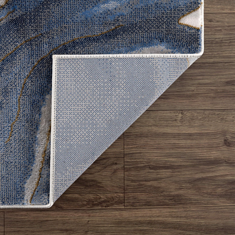 Juno REG120A Blue Grey Sand Wave Pattern Area Rug, Rectangle 6' x 9'