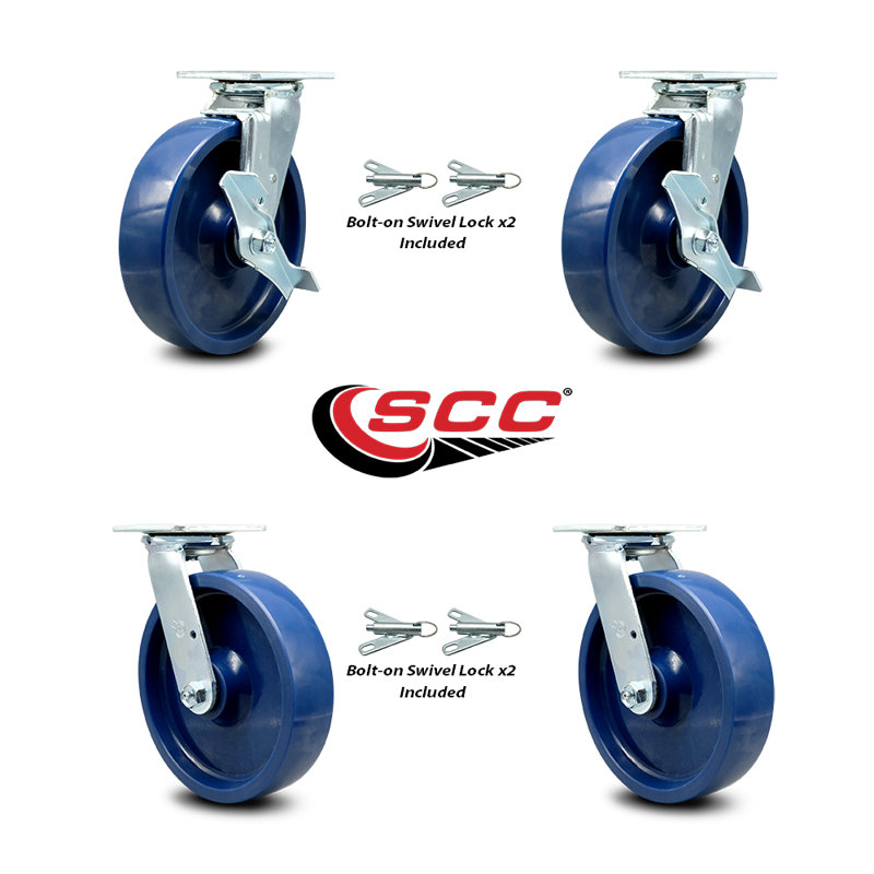 4 Piece Solid Polyurethane Caster Set