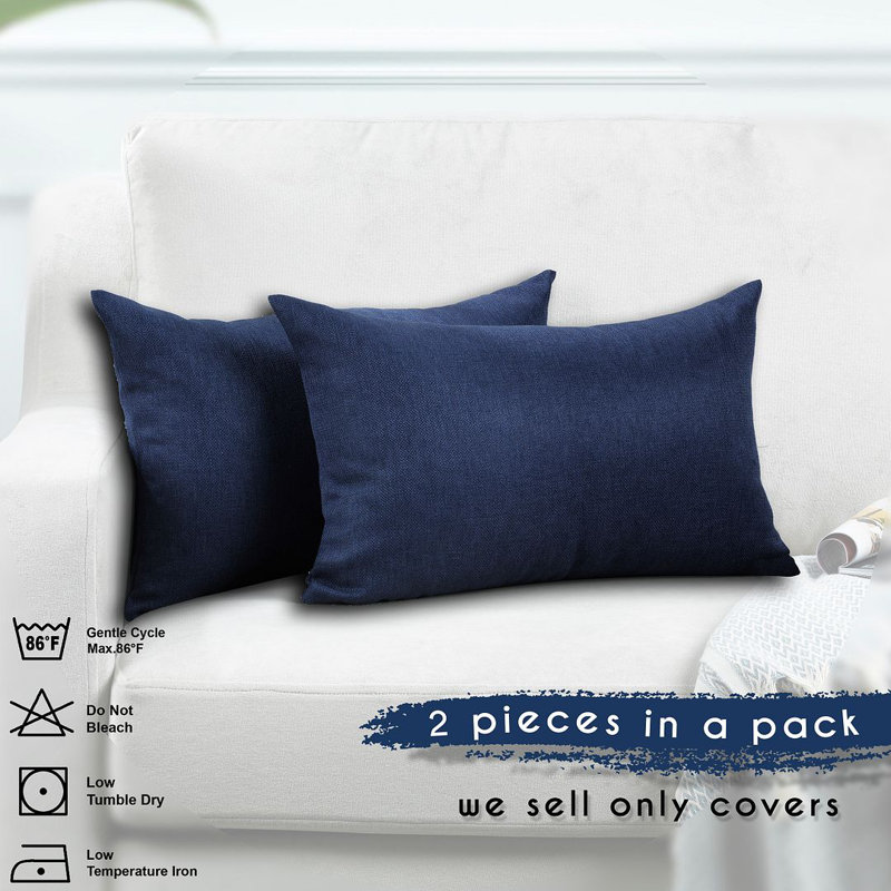 Indoor / Outdoor Rectangular Lumbar Pillow Cover - 1 Pc, 55 x 55cm, Navy blue