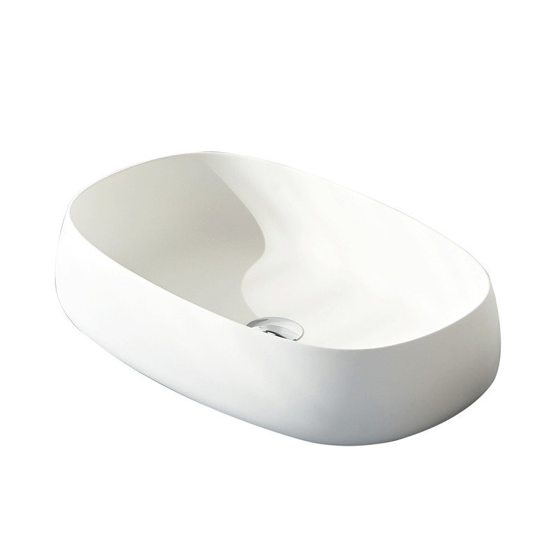 Casainc Solid Surface Resin Bathroom Vessel Sink, Matte White