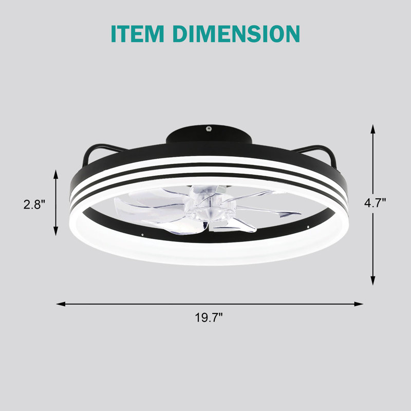Ventilateur de plafond intelligent sans lame 20 po à DEL avec télécommande et ensemble d'éclairage inclus Codero