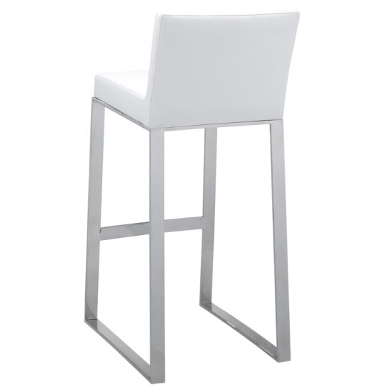 Bridlington Upholstered Stool with Metal Frame, White Faux Leather, Counter Stool (26" Seat Height)