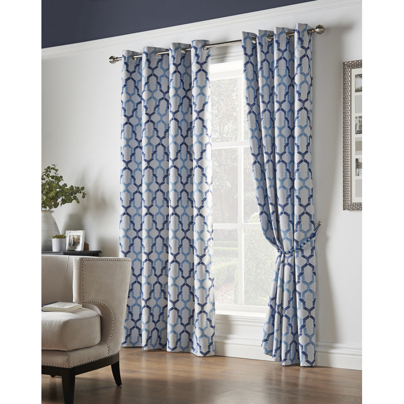 Odle Semi Sheer Curtain Pair, 229 W x 274 D cm, Blue